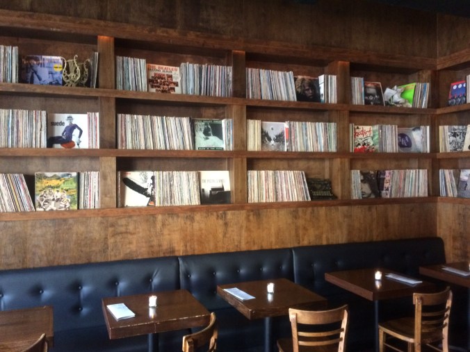 The wall of vinyl at The Liquor Store in Portland Oregon