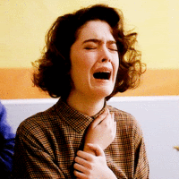 Animated GIF from Twin Peaks with a young woman sobbing