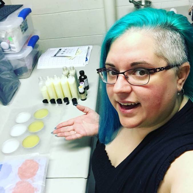 Heather Surma displaying her wares from Dugan Apothecary