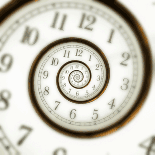 Animated Gif of a spiraling clock