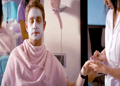 Animated GIF of a man getting a spa treatment.