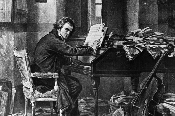 Illustration of Beethoven composing