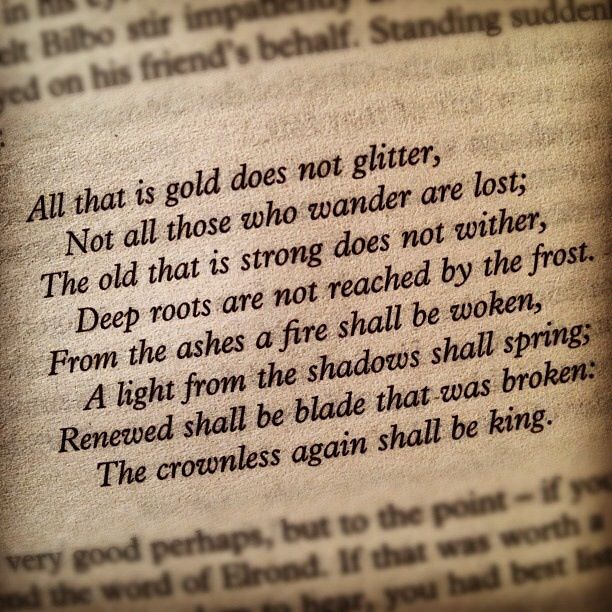 A close zoom of the text from Fellowship of the Ring, depicting the poem 