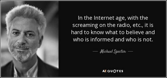 Michael Specter quote, reading 