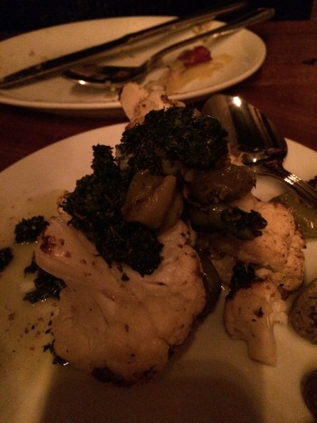Toro Bravo's Roasted Cauliflower with Cracked Olives and Salsa Verde