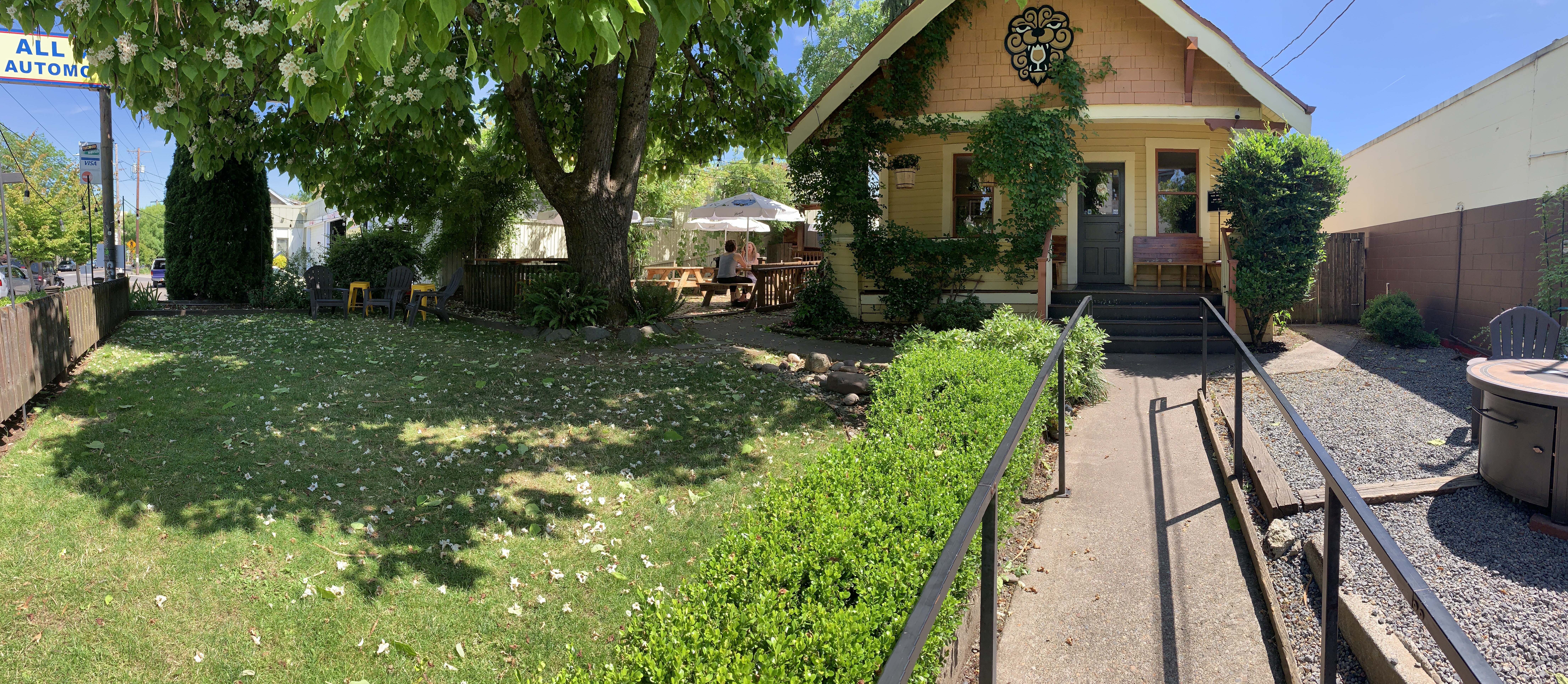 Exterior shot of Little Beast Brewery Beergarden