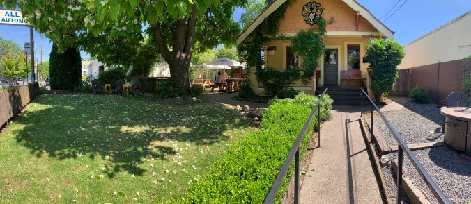 Exterior shot of Little Beast Brewery Beergarden