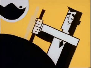 Animated GIF from The Powerpuff Girls of Professor Utonium mixing.