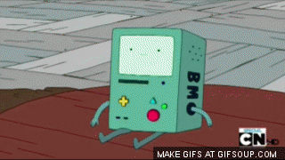Animated GIF from Adventure Time with BMO showing his backside