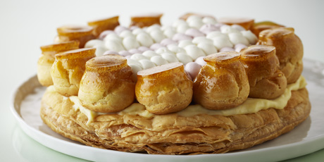 Close-up of a Saint Honore Gateau from Food Network Canada